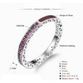 thumbnail image 4 of PAURO Women's Stainless Steel Love Ring 2MM Thin Stacking Rings Half Enamel Half Cubic Zirconia Wedding Band White Enamel Size 8, 4 of 5