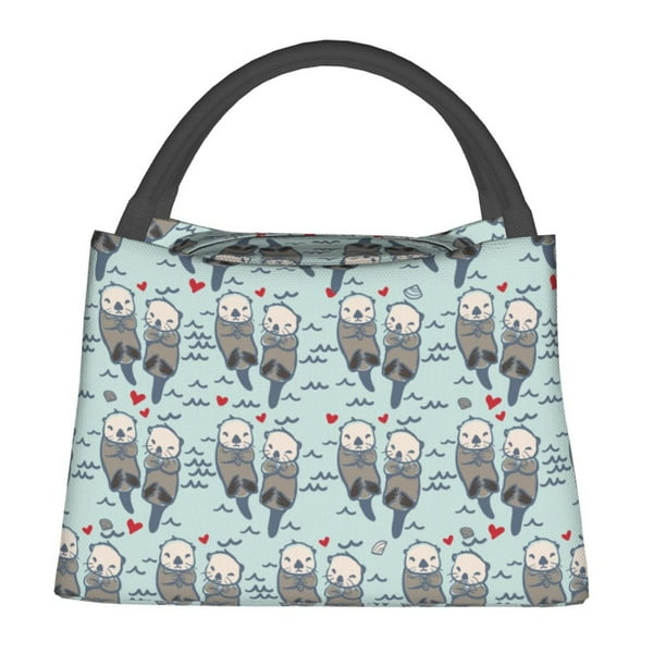 Fotbe Sea Otter Bolsa Térmica Portátil con Estampado, Bolsa de Entrega de Alimentos Aislada, Bolsa Reutilizable de Gran Capacidad para Comidas y Supermercado