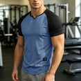 thumbnail image 2 of DagobertNiko Mens T-Shirts V-Neck Color Block Slim Fitted Breathable Quick Dry High Elastic Sports Summer Top for Gym, 2 of 6