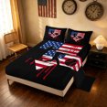 thumbnail image 2 of meiyoeat Retro US Stars Stripes Flag Baseball Bed Sheets, Drip Batter Silhouette Full Size Sheets for Boys, 4pcs, 1 Flat Sheet, 1 Fitted Sheet and 2 Pillowcases, 2 of 5