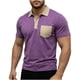 thumbnail image 1 of Camisas de Manga Corta de los Hombres Casual Color Bloqueado Botón de Solapa de Bolsillo Casual Top Transpirable, Manga Corta Tops de Verano para el Ejercicio, 1 of 6
