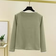 thumbnail image 4 of YueHuiYing Women's Fashion Solid Color Long Sleeve Round Neck Collar Blouses Leisure Base Layer Tops, 4 of 5