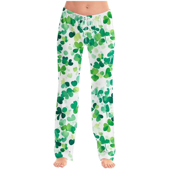 Gpaecead Mens Womens St. Patricks Day Pajama Pants Drawstring Elastic Waist Casual Jogger Pants 2XL Green