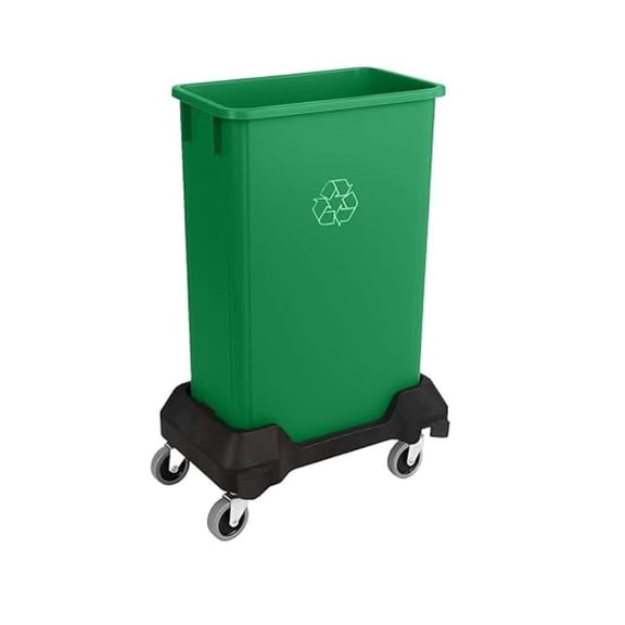 23 Gallon Slim Rectangular Garbage Can with Wheels - Green