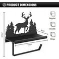 thumbnail image 2 of Deer and Tree Metal Toilet Roll Holder Matte Black Iron Wall Mount Toilet Paper Holder Metal Animal Theme Toliet Paper Organizer Stand for Bathroom Kitchen Cabinet Space Organizer Decor DIY, 2 of 8
