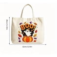 thumbnail image 3 of VMWMSSR Halloween Pumpkin Embroidered Canvas Tote Bag, Large Capacity Fall Autumn Harvest Canvas Handbag With Long Handles Shoulder Bag For Halloween Party Shopping Daily Use(Orange3-12.6"), 3 of 3