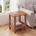 thumbnail image 3 of Ayaya 2-Tier Side Table, Solid Wood Indoor Bedside Table for Small Spaces, Living Room Bedroom Home Office, Walnut, 3 of 7