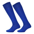 thumbnail image 1 of Wosthever Calcetines largos lisos para niños, medias finas de fútbol de algodón y poliéster que absorben el sudor por encima de la rodilla, Uniforme atlético colorido azul, 1 of 6