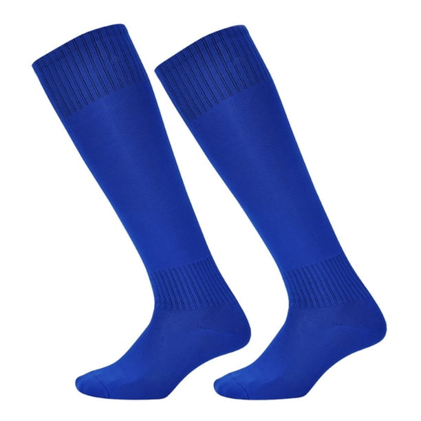 Wosthever Calcetines largos lisos para niños, medias finas de fútbol de algodón y poliéster que absorben el sudor por encima de la rodilla, Uniforme atlético colorido azul