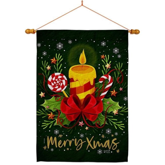 Angeleno Heritage HS130297-BO-03 28 x 40 in. Xmas Candles House Flag Set Wintertime Christmas Double-Sided Decorative Vertical Flags & Decoration Banner Garden Yard Gift
