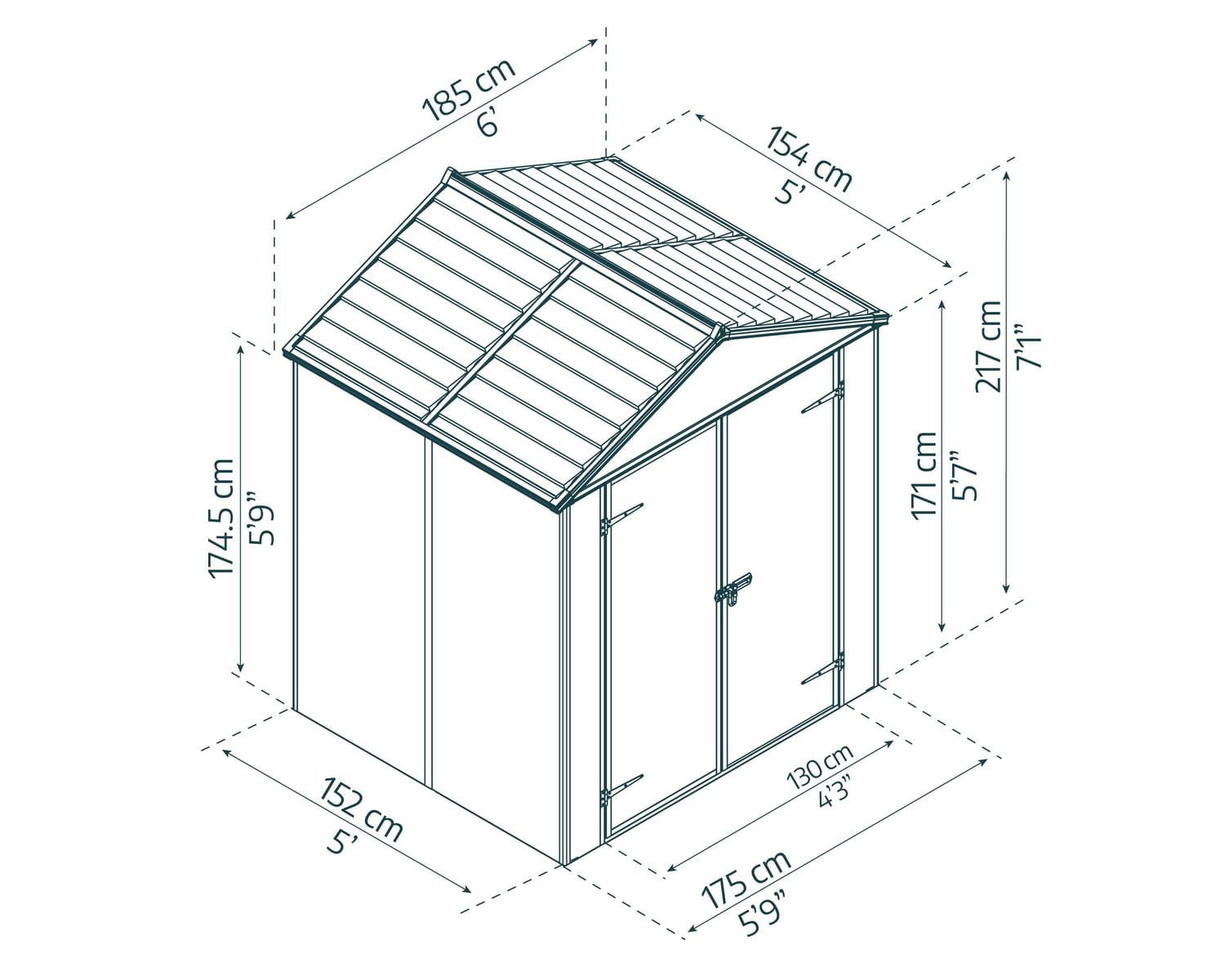 Rubicon 6 ft. x 5 ft. Dark Gray Garden Storage Shed