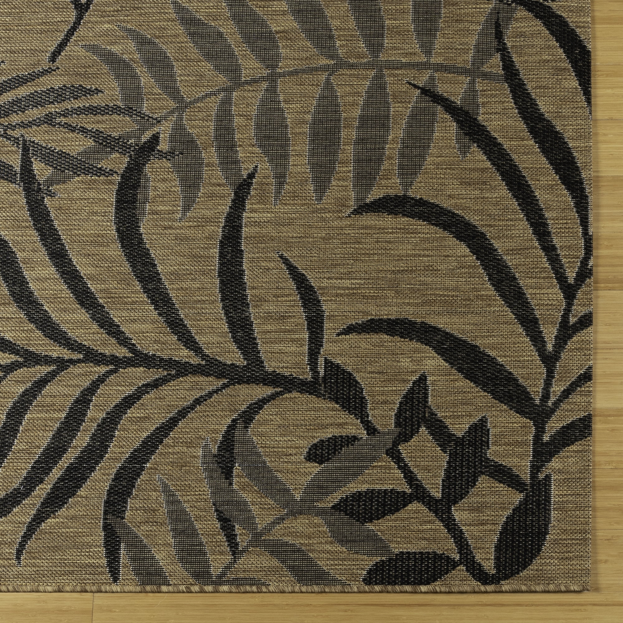 Gertmenian Paseo Akimbo Coastal Floral Chestnut Black Outdoor Area Rug, 8x10