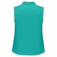 thumbnail image 5 of WTOBBY Women's Solid Color Lapel Button Sleeveless Vest Casual Top, Summer Fashion Polo Style, Lightweight and Breathable, Ideal for Casual or Active Wear,Turquoise 2XL, 5 of 5