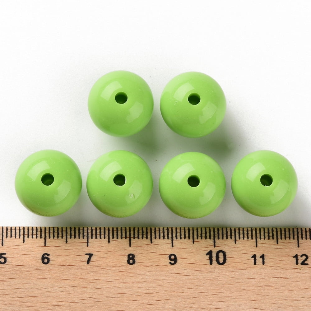 Opaque Acrylic Beads Round Lawn Green 16x15mm Hole: 2.8mm 220pcs/500g diy