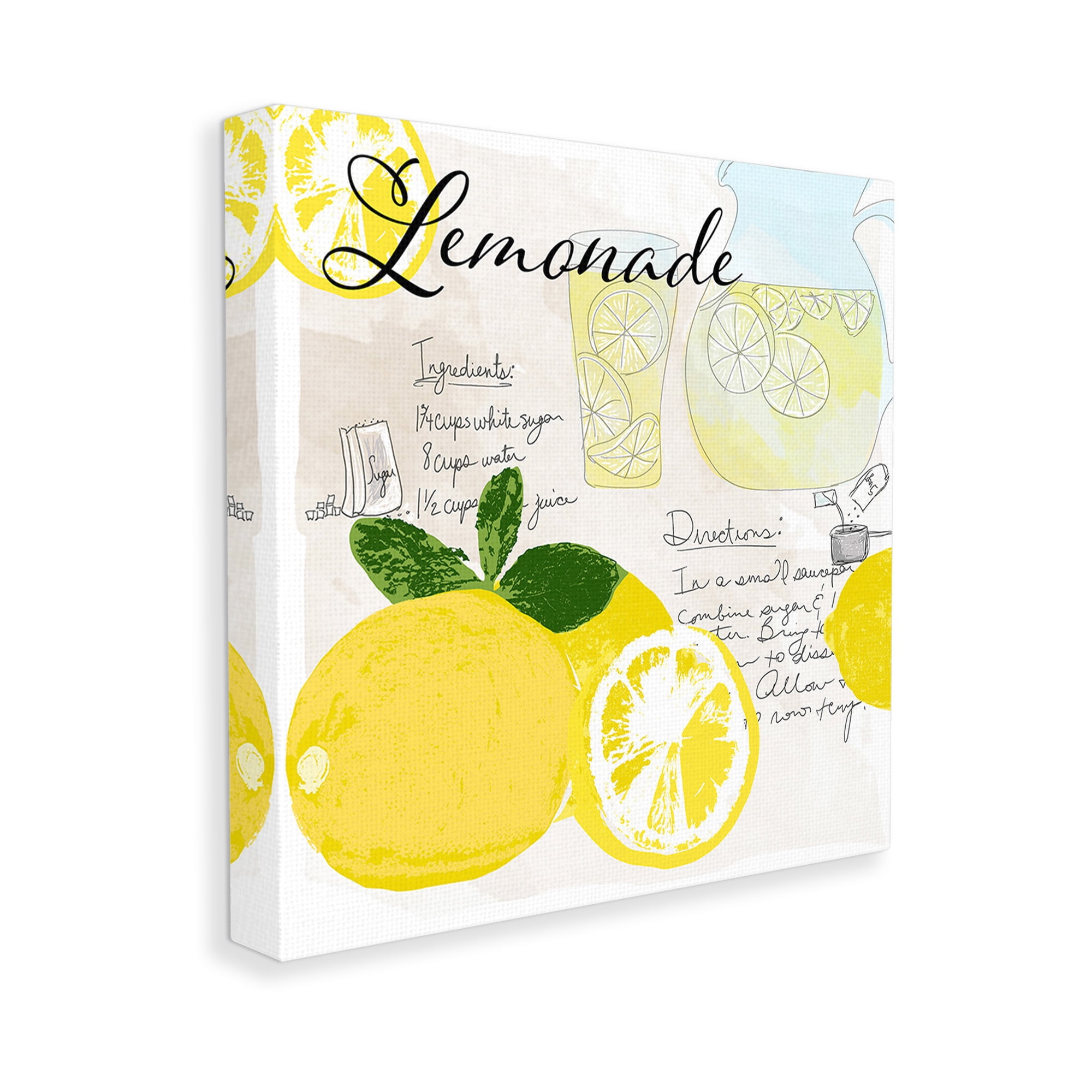 Stupell Industries Summer Lemonade Recipe Food & Beverage Painting Gallery Wrapped Canvas Art Print Wall Art, 36 x 36