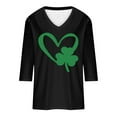 thumbnail image 5 of ZyeKqe St. Patrick's Day Shirt Women 3/4 Sleeves Blouses Cute Graphic Print Shirts Tees Crewneck Pullover Tops, 5 of 6