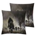 thumbnail image 2 of Acheng Throw Pillow Cover American Soldiers on Battlefield of Platoon Attacking Explosions Pillowcase Home Decorative Square Pillow Case Cushion Cover,Set of 2 White, 2 of 6