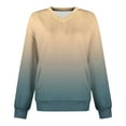 thumbnail image 5 of Olyvenn Women's Gradient Color Sweatshirts Long Sleeve Crew Neck Fleece Pullovers Casual Loose Fall Tunic Tops with Pocket Khaki S, 5 of 5