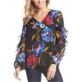 thumbnail image 1 of Karen Kane Womens Ruffle Sleeve Pullover Blouse, Black, X-Small, 1 of 1