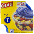 Glad Large Plastic Food Storage Containers with Lids, Round, 48 Oz, 3