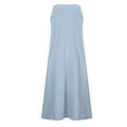 thumbnail image 4 of Odeerbi Cotton Linen Dresses For Women Sleeveless Maxi Dress Trendy 2025 Casual Solid Color Long Dress Sky Blue, 4 of 8