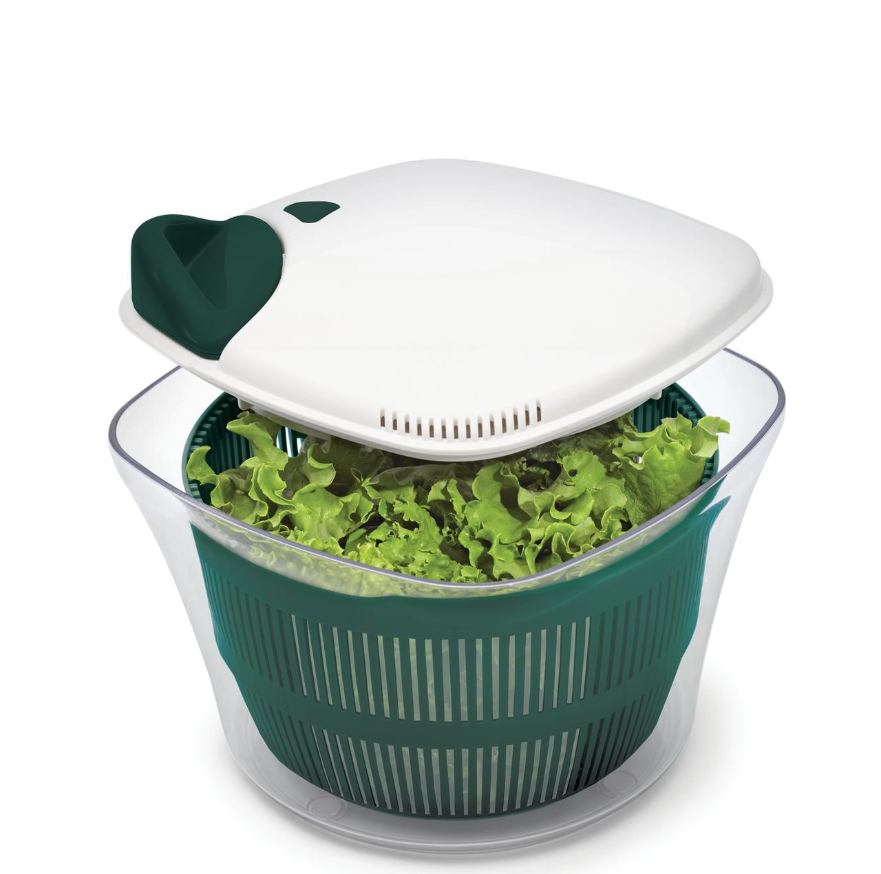 Starfrit Salad Spinner, 5L Capacity, Retractable Handle, Quick-Action Brake, Non-Slip feet, Bowl for Mixing and Serving, Dishwasher Safe