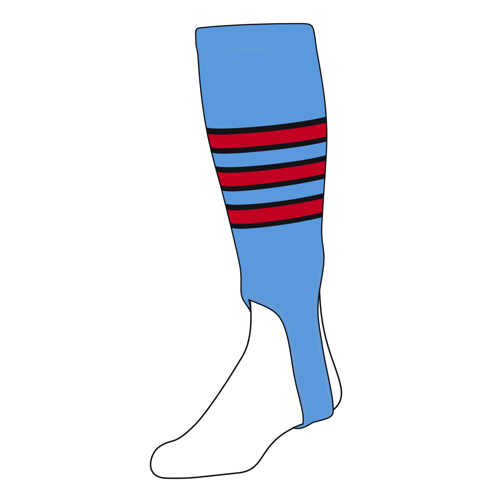 TCK Baseball Stirrups Large (300D, 5in) Baby Blue, Black, Red