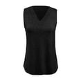 thumbnail image 3 of MIXUE Womens Summer Tops Summer Solid Color V Neck Fashion Sleeveless Vest Pullover Tee Shirts Activewear,Black,S, 3 of 4