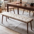 thumbnail image 5 of Set of 1 Dining Bench Table Bench with Leather Cushion, Wood Bench Solid Wooden Bench Indoor Dining Room Table Home Bedroom Bed End Restaurant Modern Hallway Furniture (White), 5 of 7