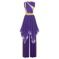 thumbnail image 2 of Haitryli Womens Praise Dance Outfit Asymmetric Hem Overlay Dress with Pants Worship Liturgical Purple 3XL, 2 of 8