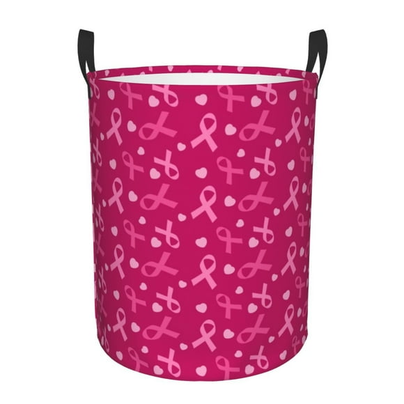 Balery Breast Cancer Awareness6 Cesta de ropa redonda con asas, impermeable, independiente, para ropa, juguetes, dormitorio y familia-Medium