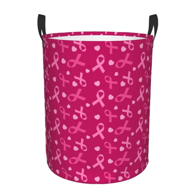 Balery Breast Cancer Awareness6 Cesta de ropa redonda con asas, impermeable, independiente, para ropa, juguetes, dormitorio y familia-Medium