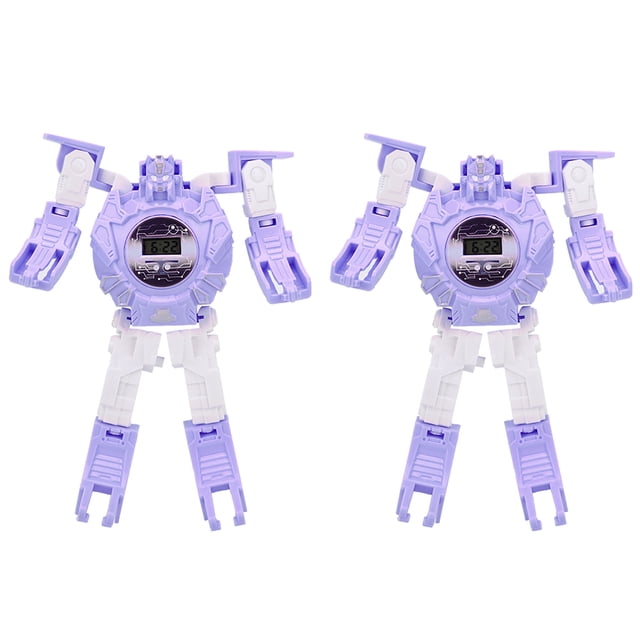 Reloj de pulsera electrónico deformado con transformación de robot, juguete educativo, regalo para niños, morado