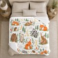 thumbnail image 5 of Woodland Animals Sleepy Forest Watercolor Pattern, Peaceful Bird Art Scene, Warm Flannel Blanket for Cabin and Lodge, Bird Lovers Housewarming Gift, Artistic Home Decor, 5 of 9
