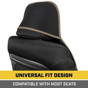 Caterpillar Waterproof Automotive Seat Cover for Cars Trucks and SUVs, 1 Piece Durable Neoprene Seat Protector for Front Seats, Black Car Seat Cover with Beige Trim