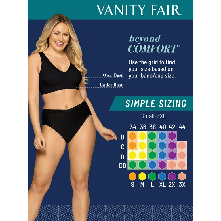 Vanity Fair Radiant Collection Women's Comfort Alpha Sizing