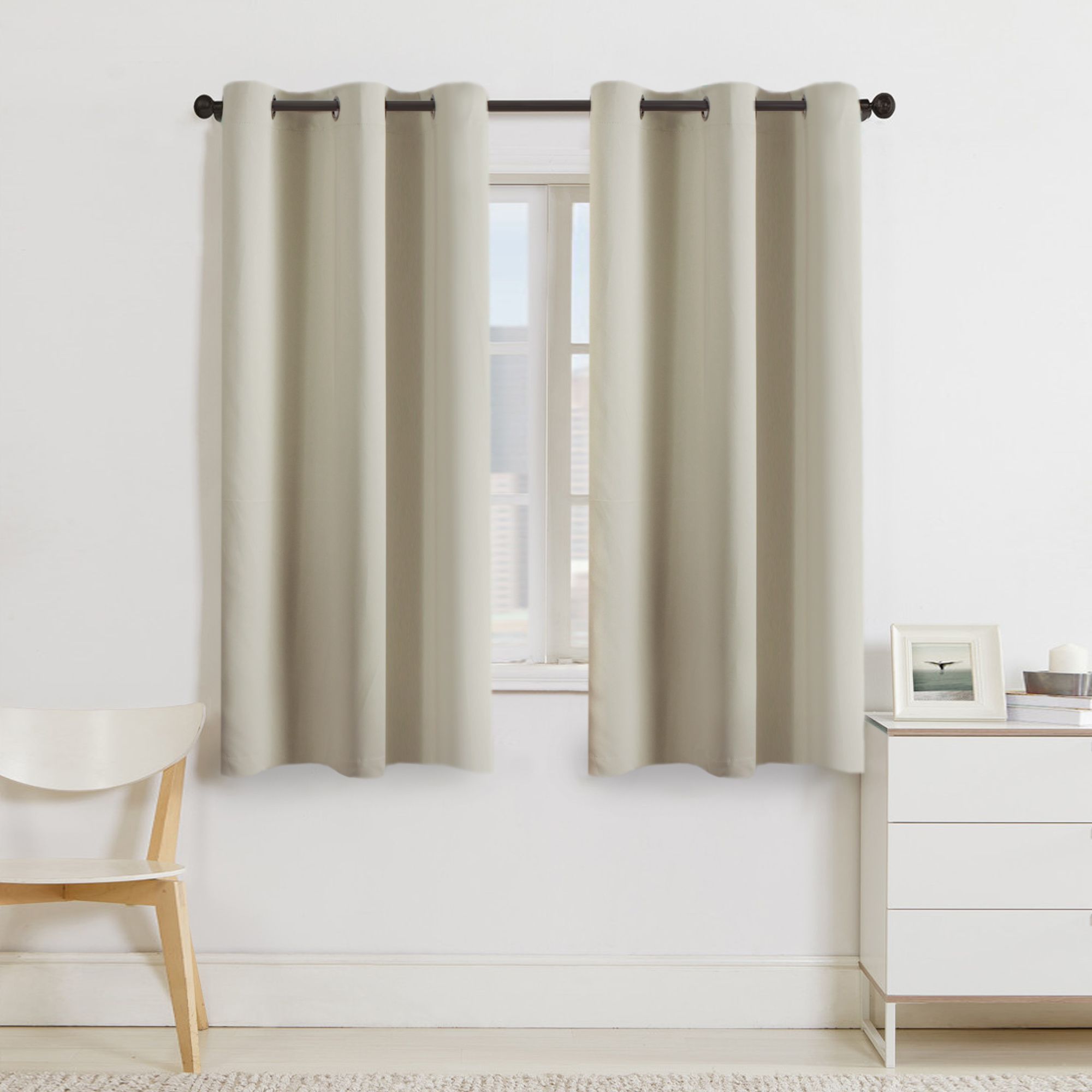 Solid Blackout drapes, Room Darkening, Ivory/ Beige, Themal Insulated