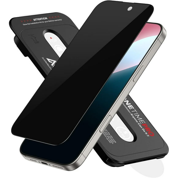 TEMOGU-NanoArmour ONETIME PRO for iPhone 16 Pro Privacy Screen Protector, Anti-Reflective, Infinity Edge-to-Edge, Anti-Spy Tempered Glass, Reinforced Edges, Durable, Smooth, Easy Install, Dust-Free
