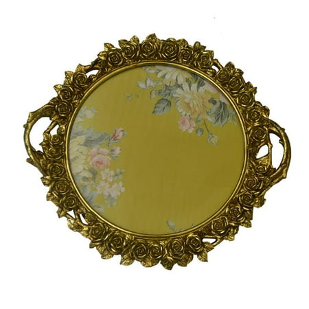 

Three Star XT1001 17 in. Round Gold Tray With Handles