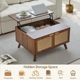 thumbnail image 7 of YOCWO Wood Lift Top Coffee Table with Hidden Compartments for Storage, Linen Square Coffee Table with 2 Doors for Living Room, Walnut, 7 of 7