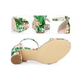 thumbnail image 2 of BLISSFUL STEP Women's Shoes Floral Printed Chunky Heel Ankle Strap Open Toe Dress Sandals Green 10, 2 of 6