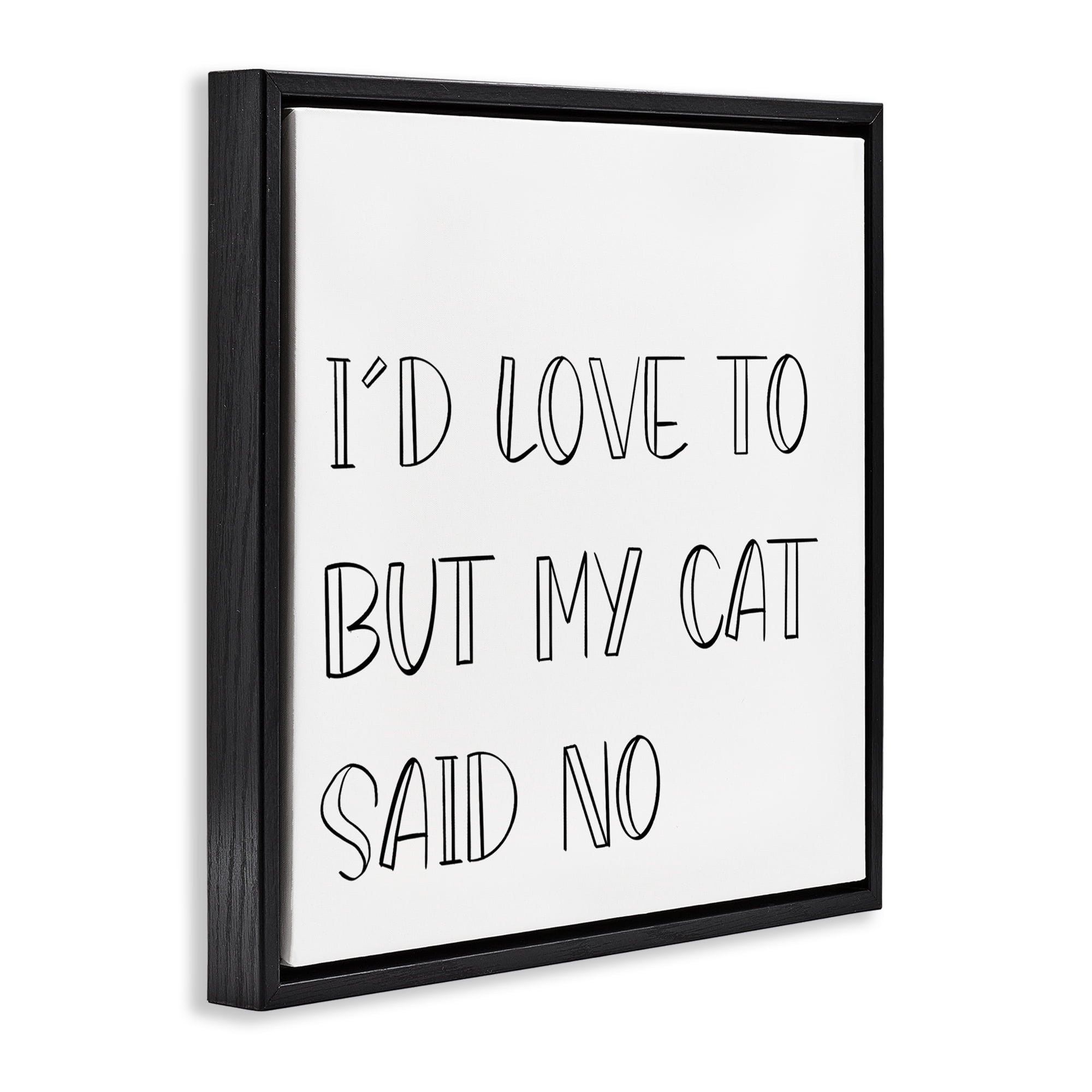 Stupell Industries My Cat Said No Text & Numbers Painting Black Floater Framed Canvas Art Print Wall Art, 25 x 25