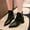 #192-Black, variant on Wowcloth Ankle Boots for Women – Stylish Slip-On with Side Zipper & Chunky Heel for Retro Winter Casual Outfits