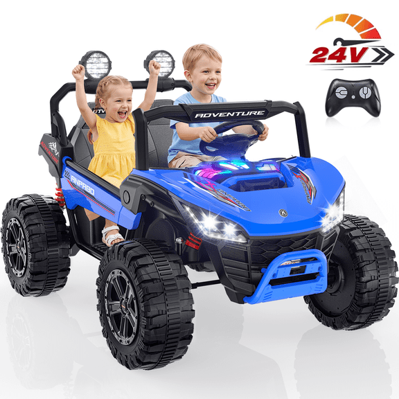 East doll 24V Ride on UTV, 2 Seater Ride on Toys, Kids Electric Car with Remote Control, 4 Power Vehicle Wheels, 800W Motors, 5.1 MPH, 3-7Y, Music, Blue