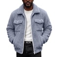 thumbnail image 2 of WIZUTIZ Men's Sherpa Lined Trucker Jacket Stand Collar Full Zip Fall Winter Warm Fuzzy Outerwear Coat, 2 of 9