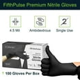 FifthPulse Extra Thick Black Heavy Duty Nitrile Disposable Gloves 50