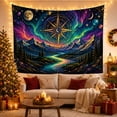 thumbnail image 3 of Golden Compass Rose & Moon Phase in a Nebula Sky, Mystical Fantasy Celestial Art for Space Lovers, Ornate Cosmic Wall Decor, Birthday Gift, Tapestry Wall Hanging for Bedroom and Living Room, 3 of 7