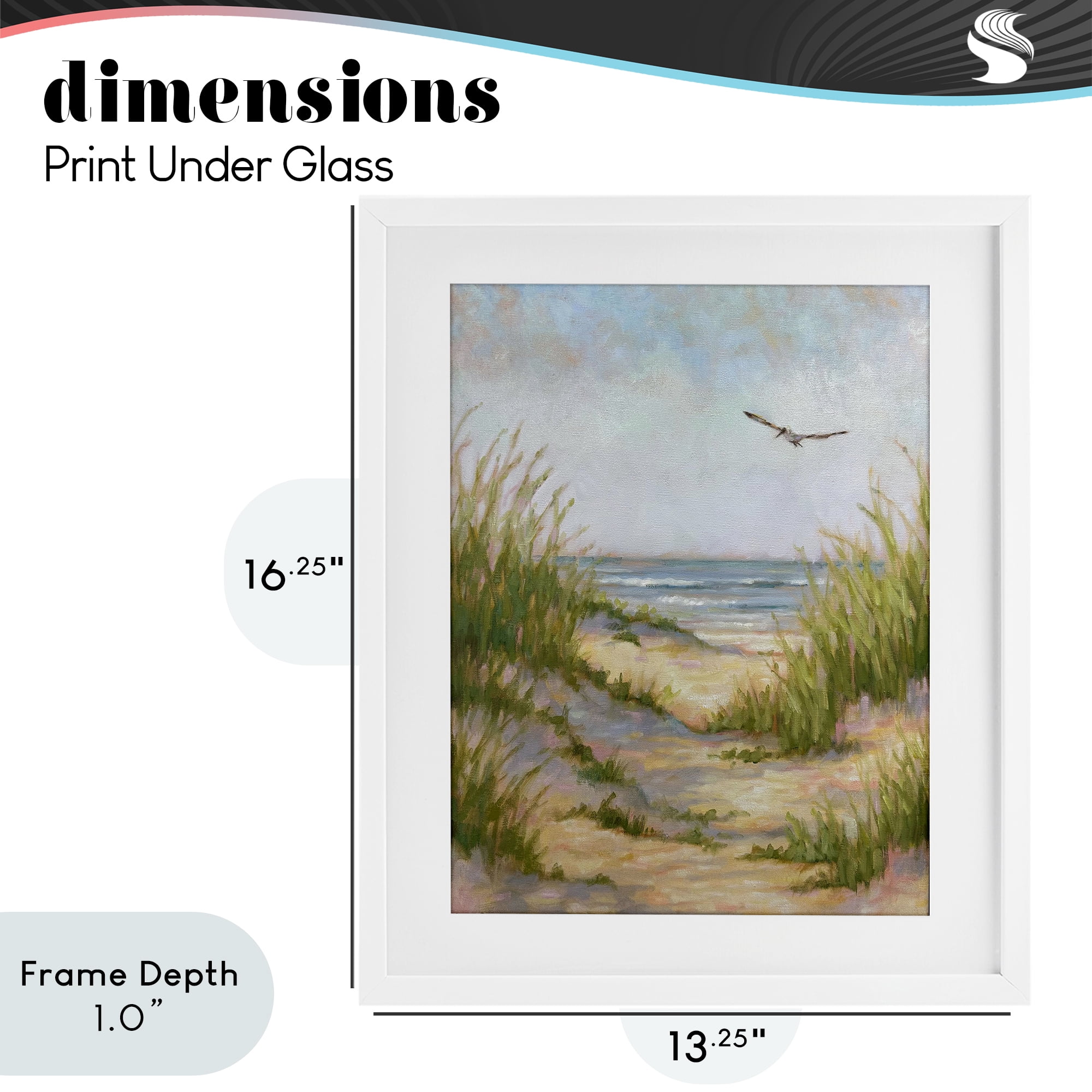 Stupell Industries Peaceful Beach Sand Dunes White Framed Print Under Glass, design by Linda Sperruzzi