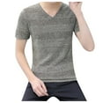 thumbnail image 1 of Chemise Rayée Hommes T-Shirt Décontracté d'Été à Manches Courtes Chemise Régulière Rayée Ajourée Hauts, 1 of 3