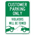 thumbnail image 1 of Customer Parking Only Sign, Violators Will Be Towed, 18x24 Aluminum, 1 of 1